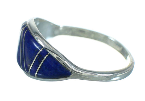 Southwestern Lapis Inlay Silver Ring Size 5-1/4 AX74012